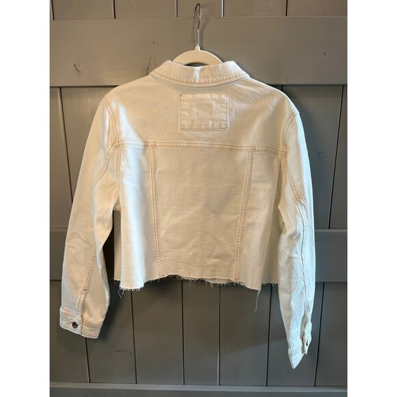 Frye Women's Cropped Raw Hem Denim Jacket in Size L NEW - Picture 8 of 10